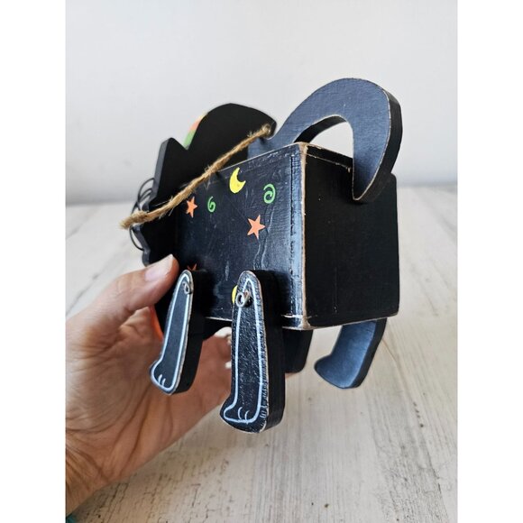 Mini cat birdhouse Halloween unique decor wooden jointed shabby chic hanging - Picture 11 of 14